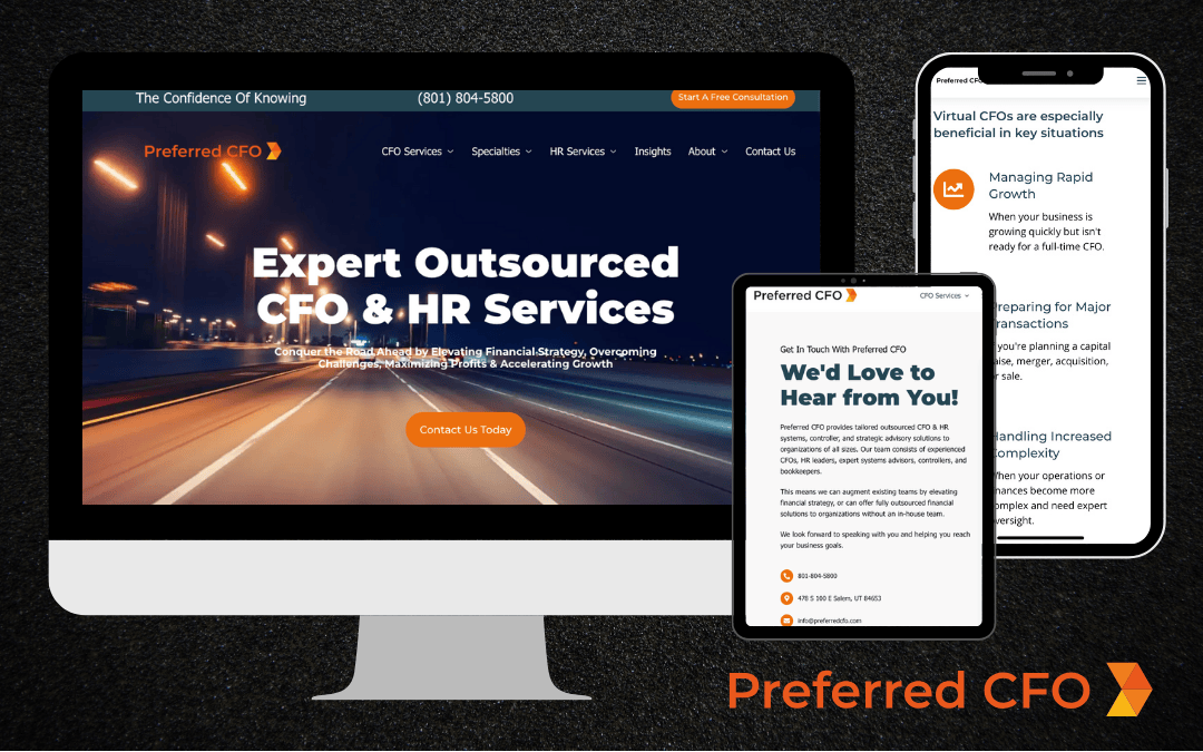 Preferred CFO Fractional CFO services new website designs by WebVolta